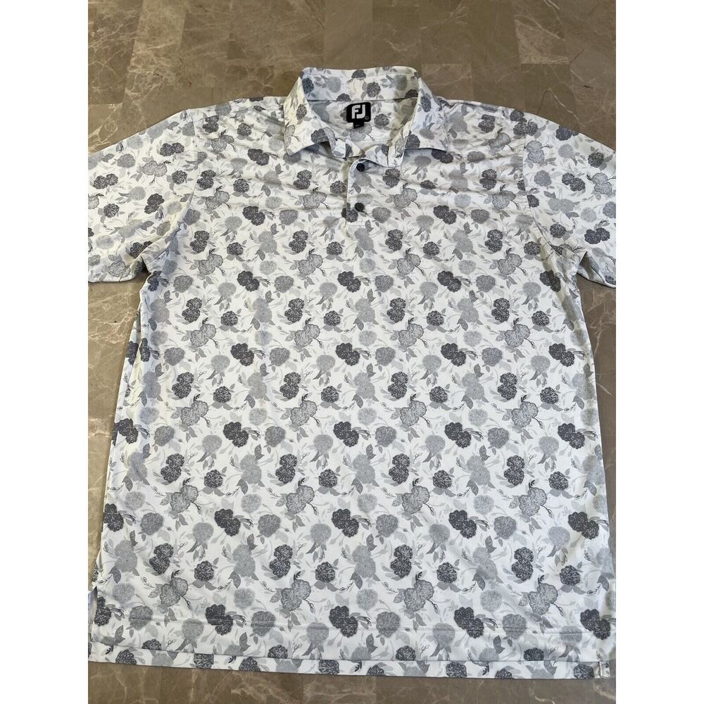 FootJoy Shirt Mens Large Short Sleeve Golf Polo Performance Floral All Over